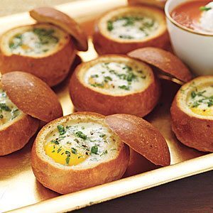 Baked Eggs in Bread Bowls