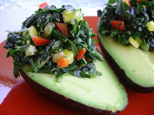 Kale Stuffed Avocados