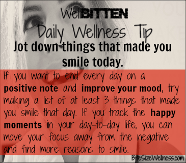 wellbitten wellness tip, smile more