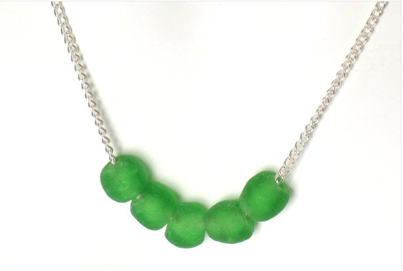 Recycled Green Bead Necklace