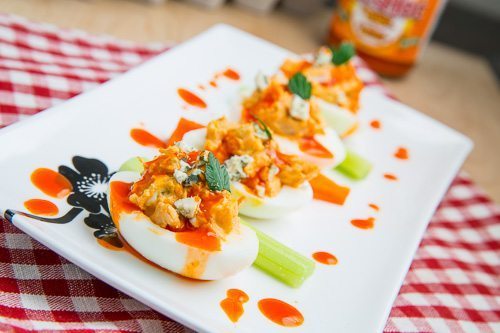 Buffalo Chicken Deviled Eggs