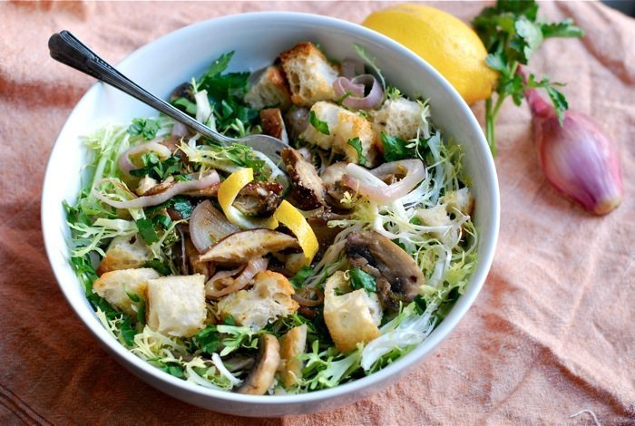 Frisee Salad with Roasted Mushrooms