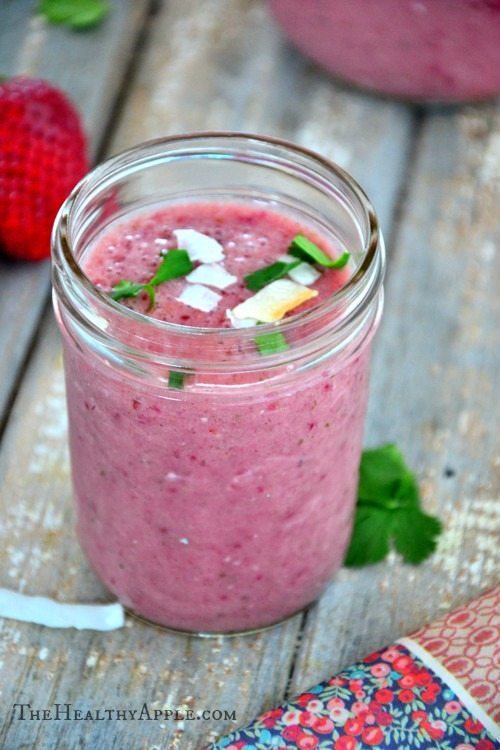 Dairy-Free-Strawberry-Cilantro-Smoothie-In-Glass
