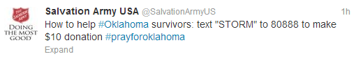 Salvation Army tweet