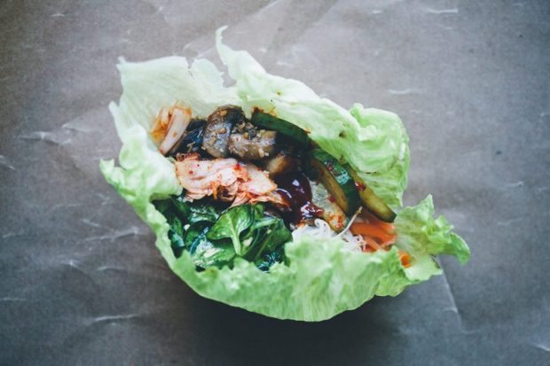 korean kimchi lettuce wraps
