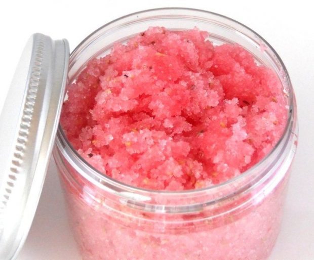 strawberry-exfoliating foot scrub
