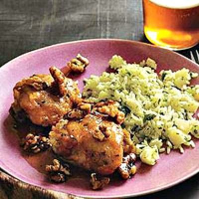 Maple Walnut Chicken Thighs and Cheddar Apple Rice for Top 10 Fall Apple Recipe