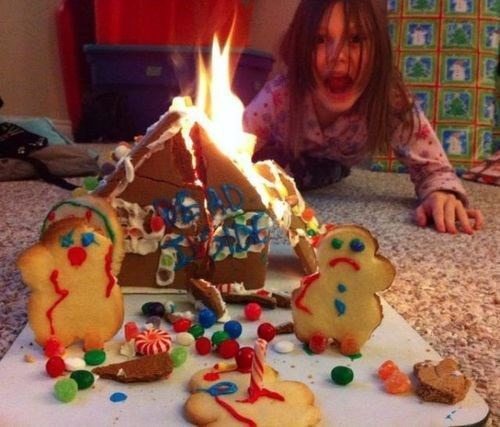 Nailed It! Gingerbread house in flames