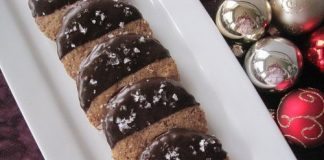 carob dipped shortbread cookie