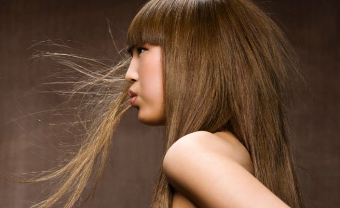 asian woman long thick hair
