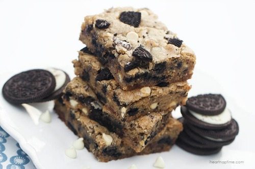 Chocolate Chip Oreo Cookie Bars for dinner and a movie neighbors