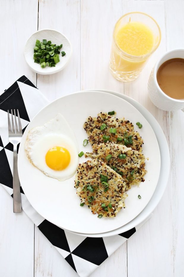 Delicious & Healthy Quinoa Five Ways Quinoa Breakfast Hash Browns via A Beautiful Mess