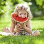 Child having picnic